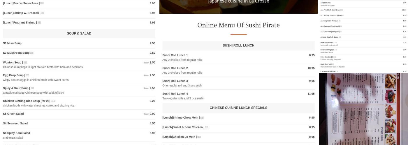 Sushi Pirate Menu