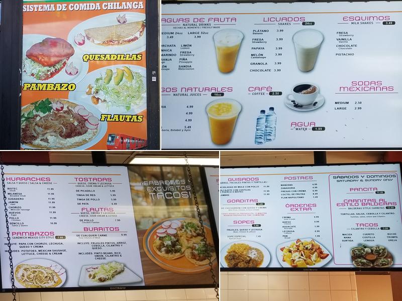 Metro Balderas Restaurant Menu