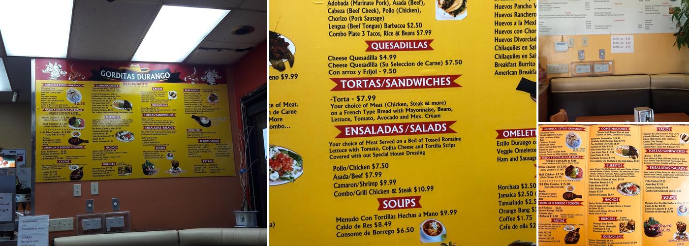 Gorditas Durango Mexican Grill Menu