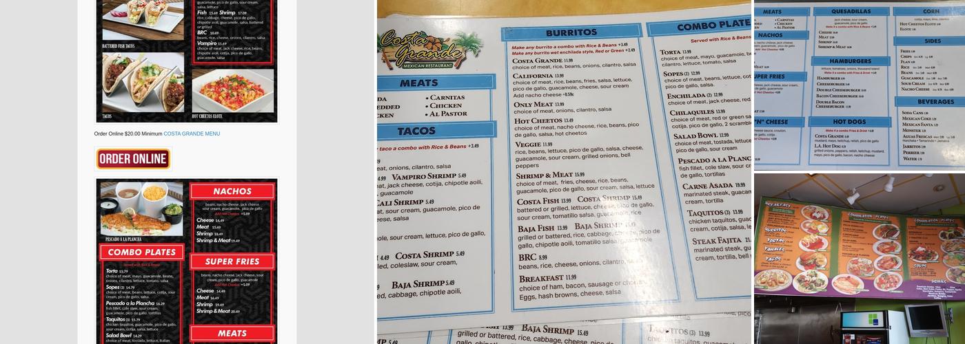 Costa Grande Menu