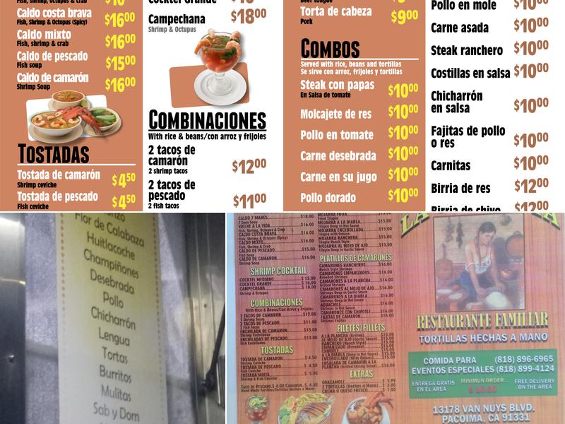 La Cocinita Restaurant Familiar Menu