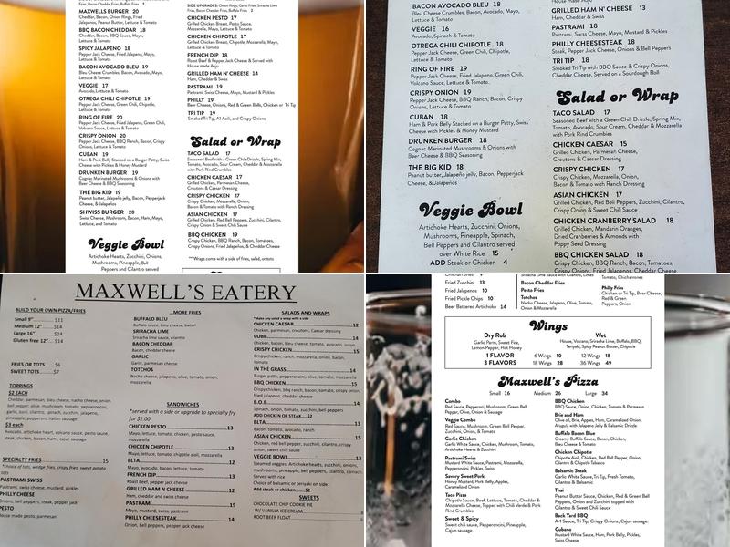 Maxwell’s Eatery Menu