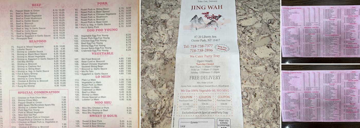 Jing Wah Menu
