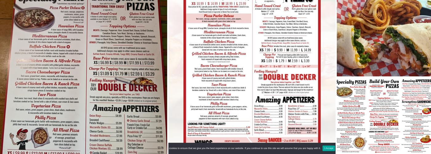 Iron River Pizza Parlor Menu