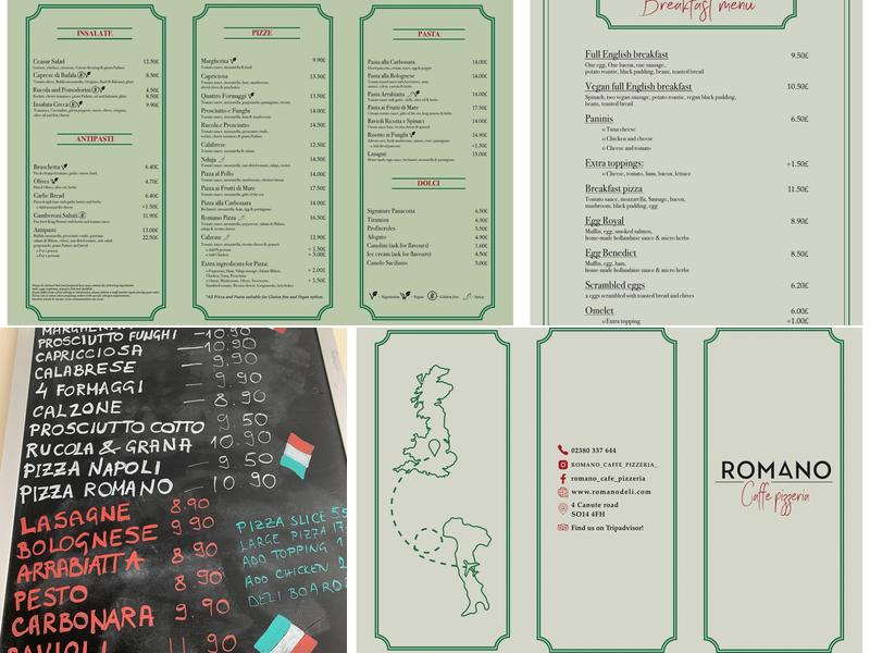 Romano Caffe Pizzeria Menu