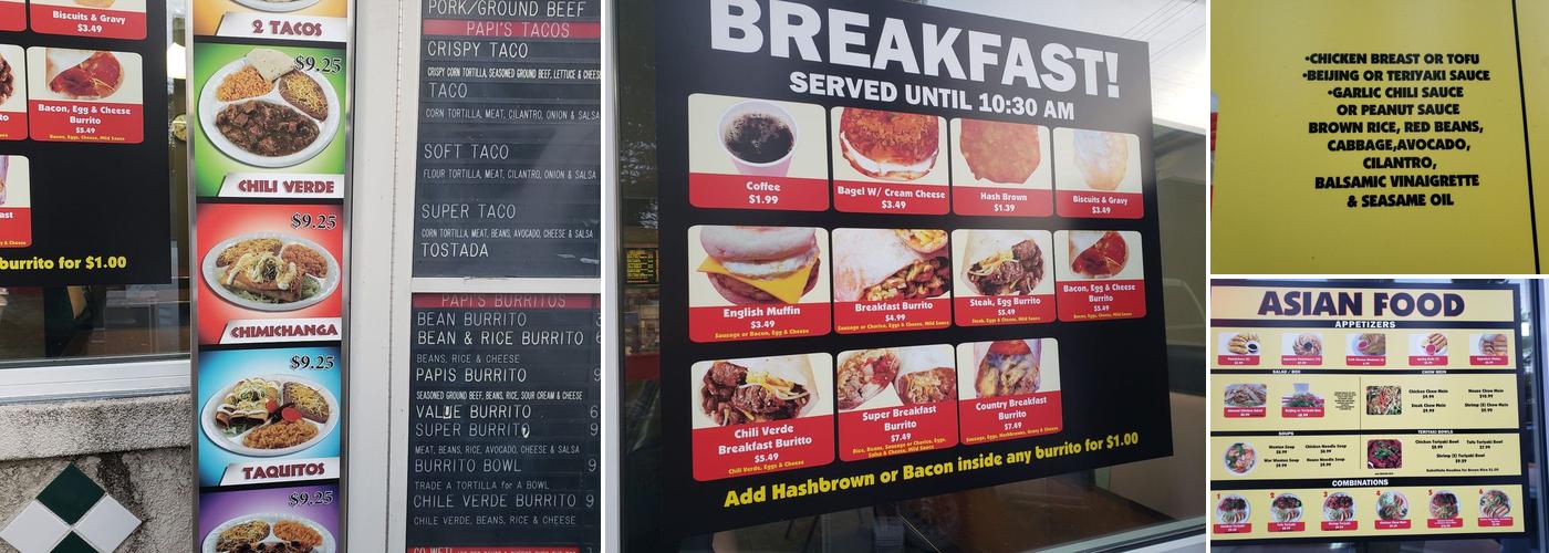 Papi's Taqueria Menu