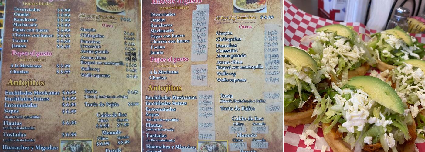 Abbys Cafe Menu