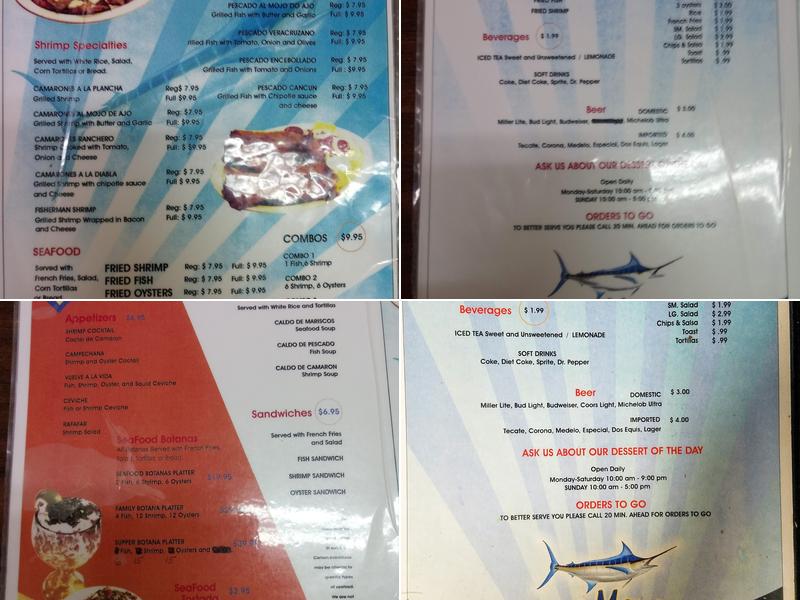 Blue Marlin Restaurant Menu