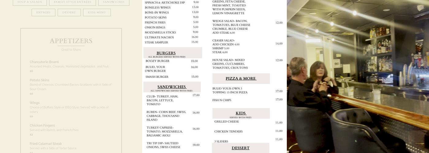 Three Shastas Bar & Grill Menu