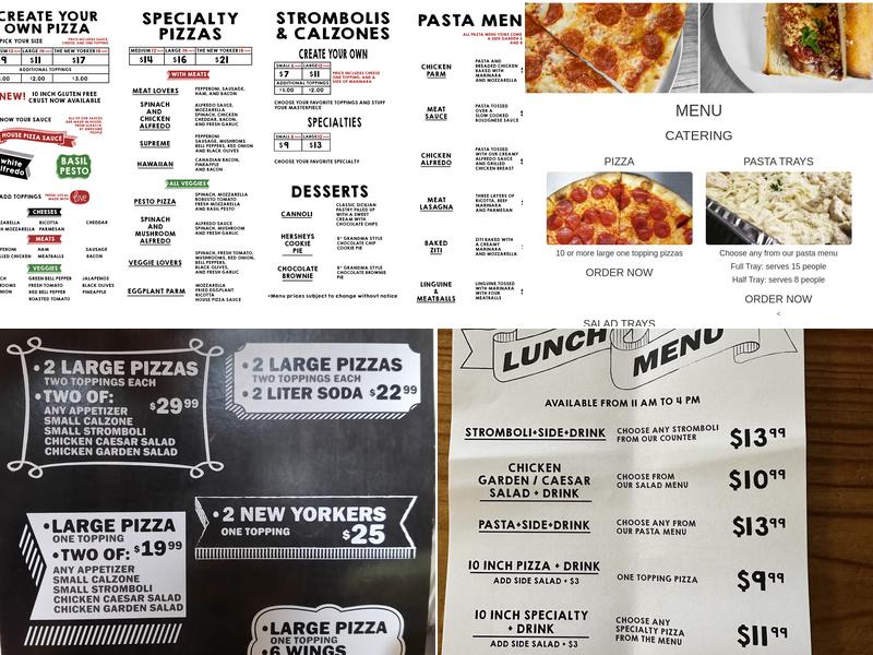 The Pizzeria Menu