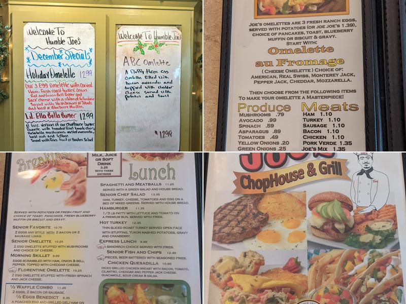 Humble Joe's Menu