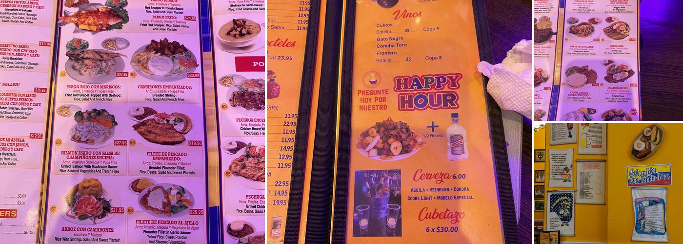 Para Ti Colombia con Sabor Restaurant-Bar Menu