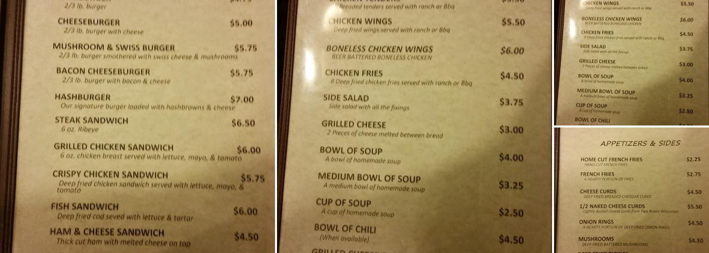 TURBOS BAR & GRILL Menu