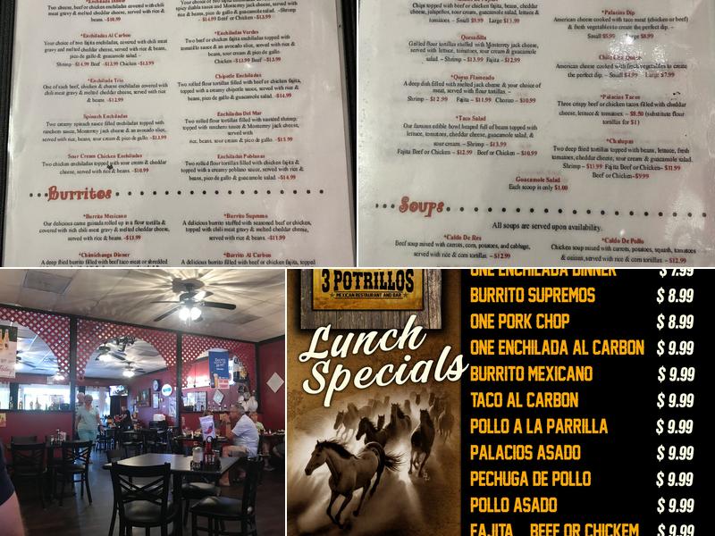 3 Potrillos Mexican Restaurant Menu
