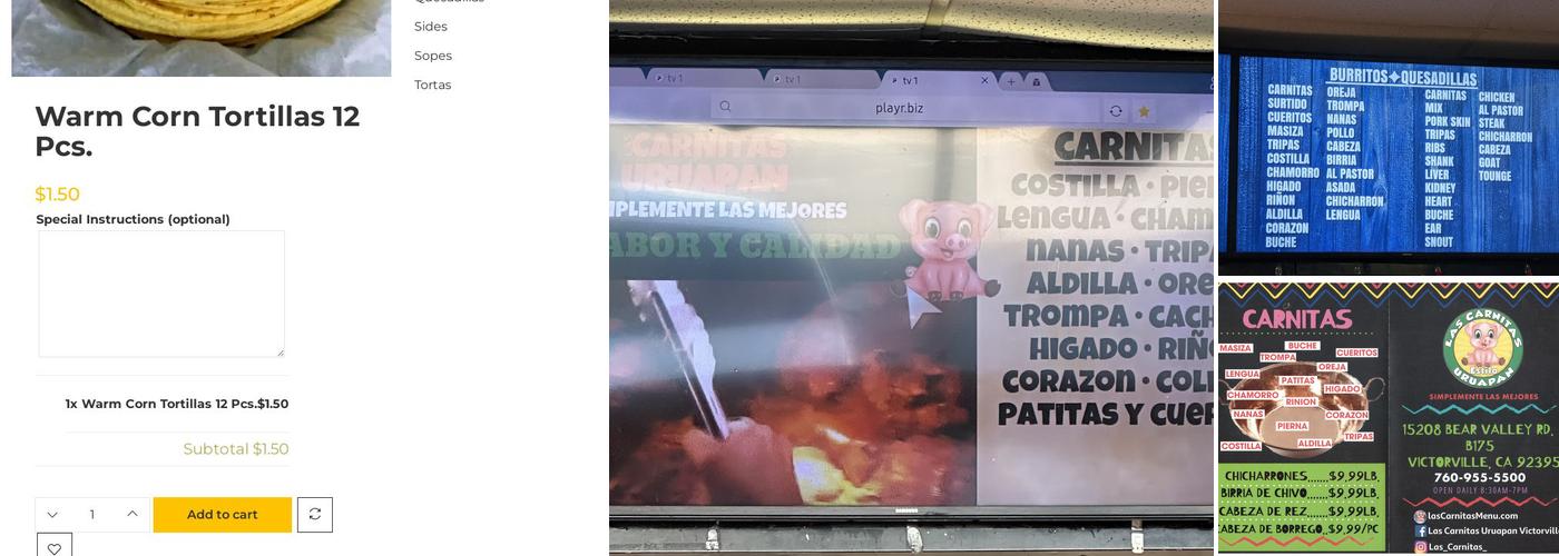 Las Carnitas Uruapan Victorville Menu