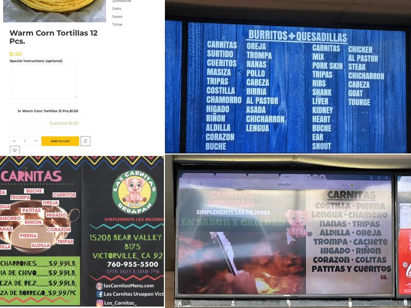 Las Carnitas Uruapan Victorville Menu