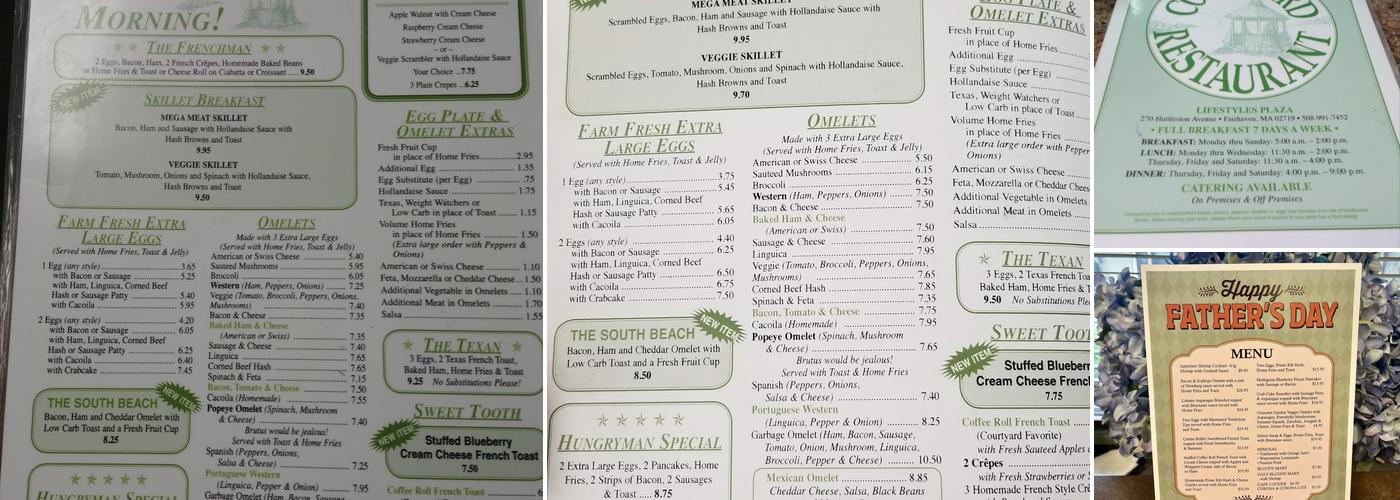 Courtyard Restaurant Menu