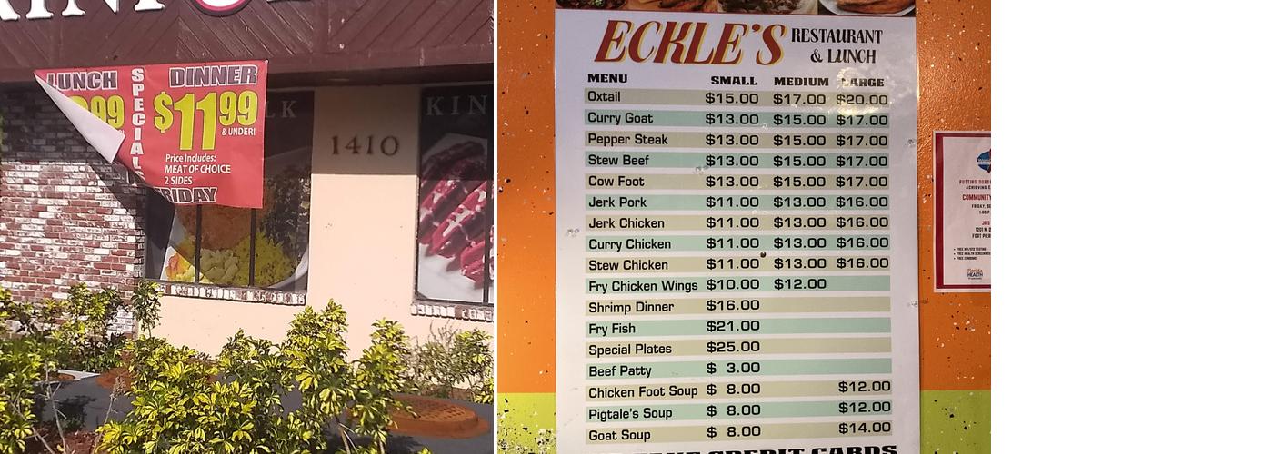 Eckle's Restaurant & Lounge Menu