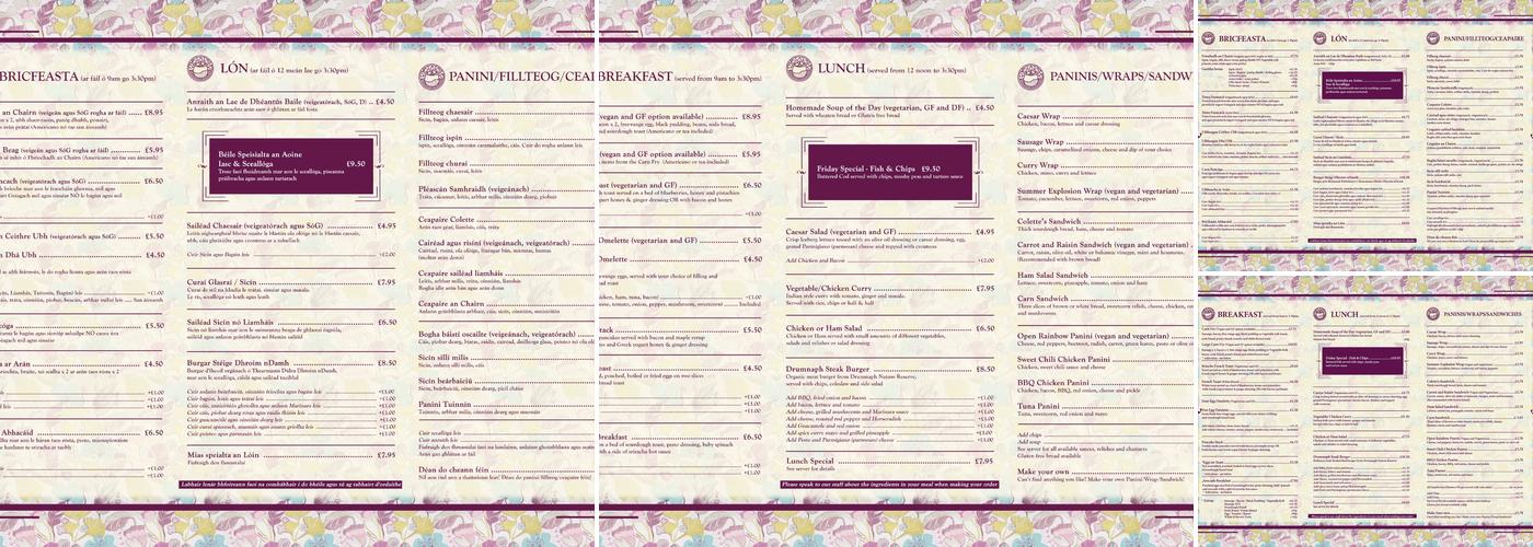 An Croí Coffee House & Bistro Menu
