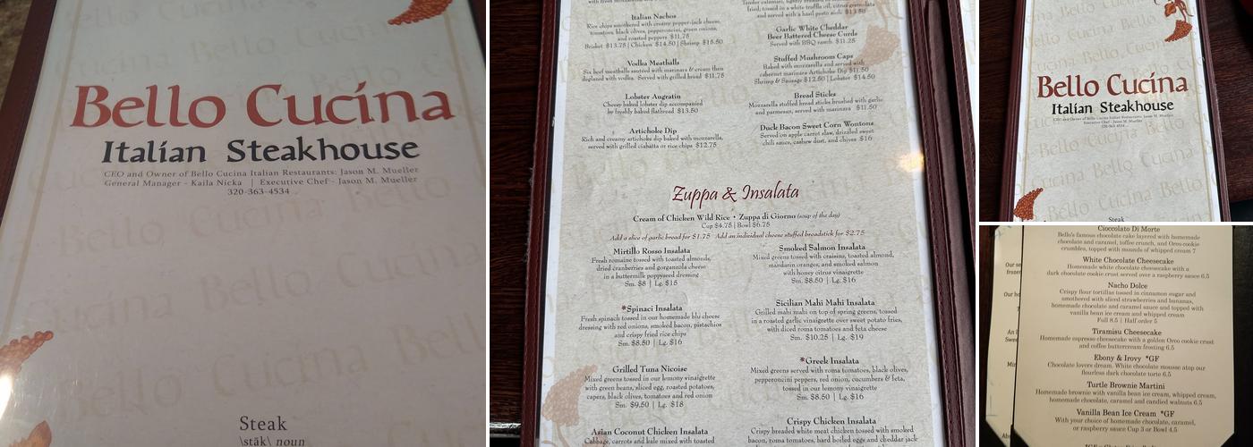 Bello Cucina Menu