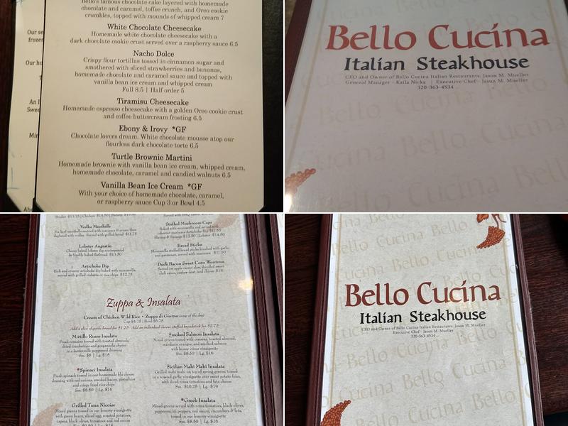 Bello Cucina Menu
