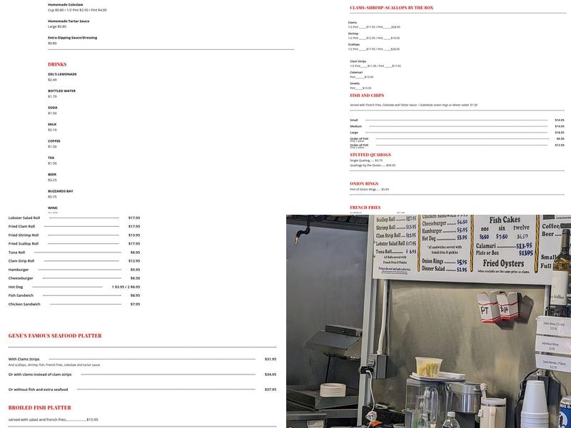 Genes Famous Seafood Menu