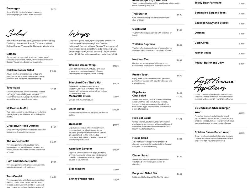 Jordie's Trailside Cafe Menu