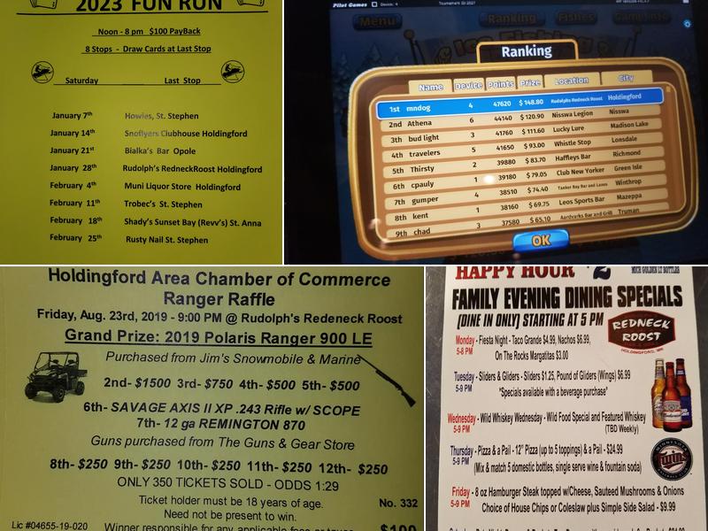 Rudolph's Redneck Roost Menu