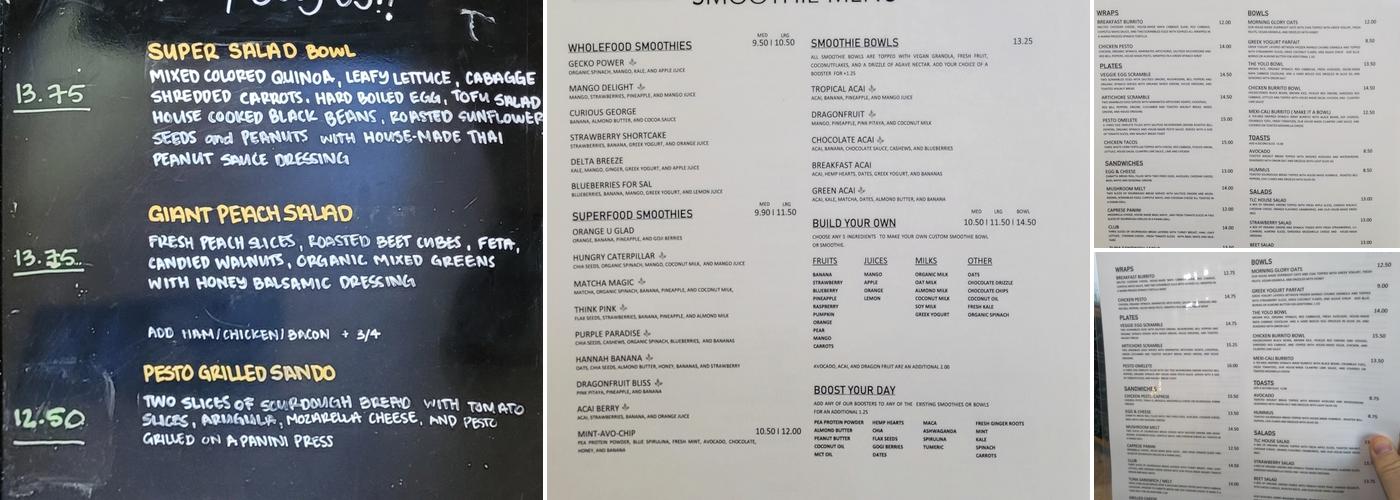 Three Ladies Cafe Menu