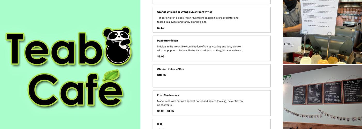 Teabo Café Menu