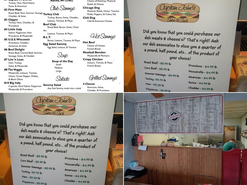 Captain John's Sammys & Such Menu