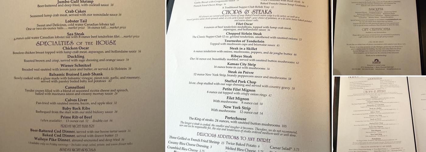 Hobnob Restaurant Menu