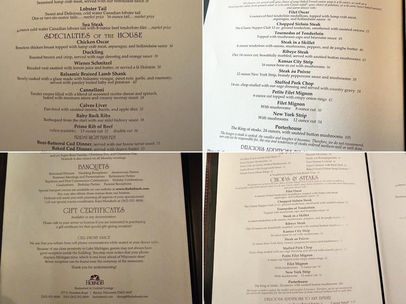 Hobnob Restaurant Menu