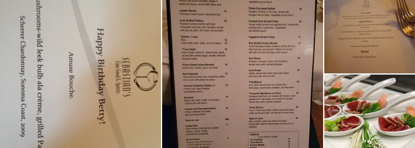 Sebastian's Menu