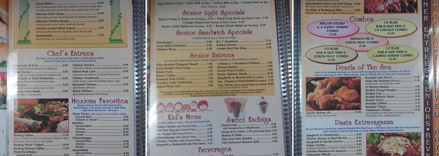 Parkside Cafe AKA Annetta's Cafe Menu