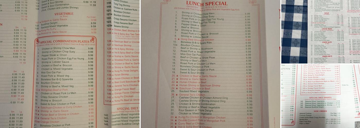 Main Moon Chinese Restaurant Menu