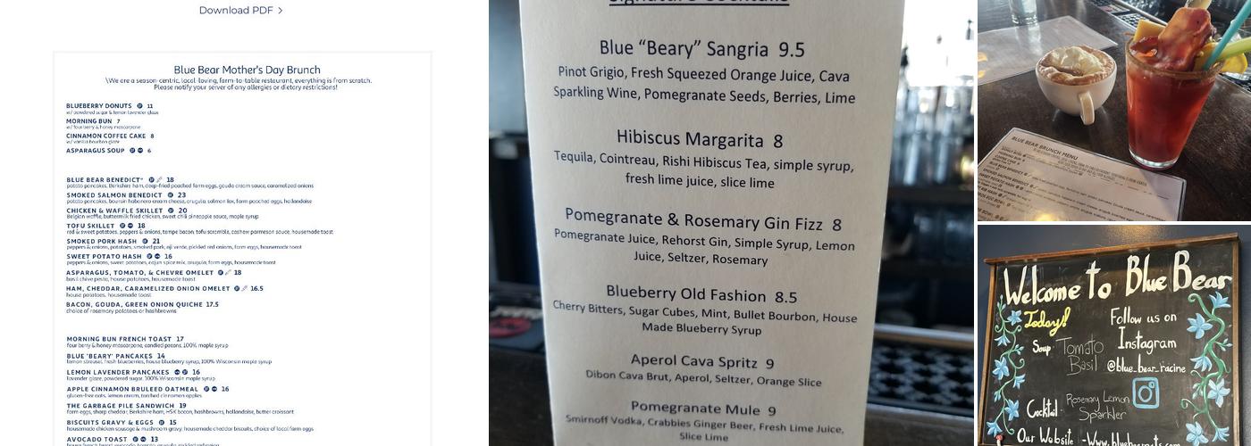 Blue Bear Menu