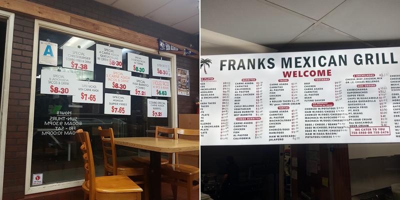 Franks Mexican Grill Menu