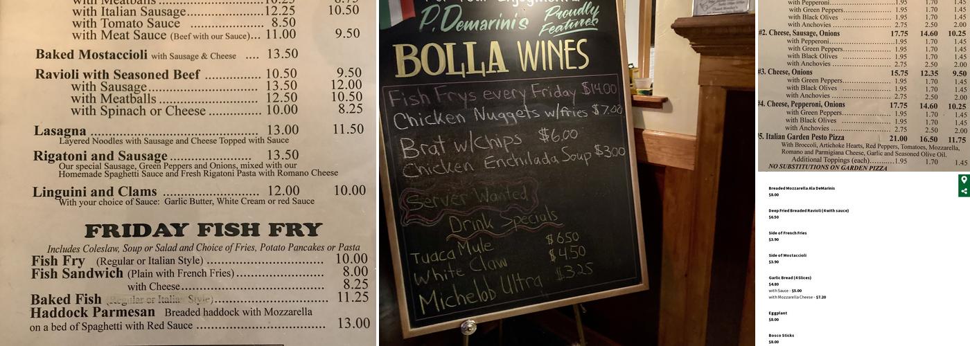 Dom & Phil DeMarinis Original Recipes Menu