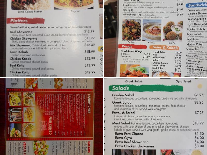 Dari Kabab & Gyro Menu
