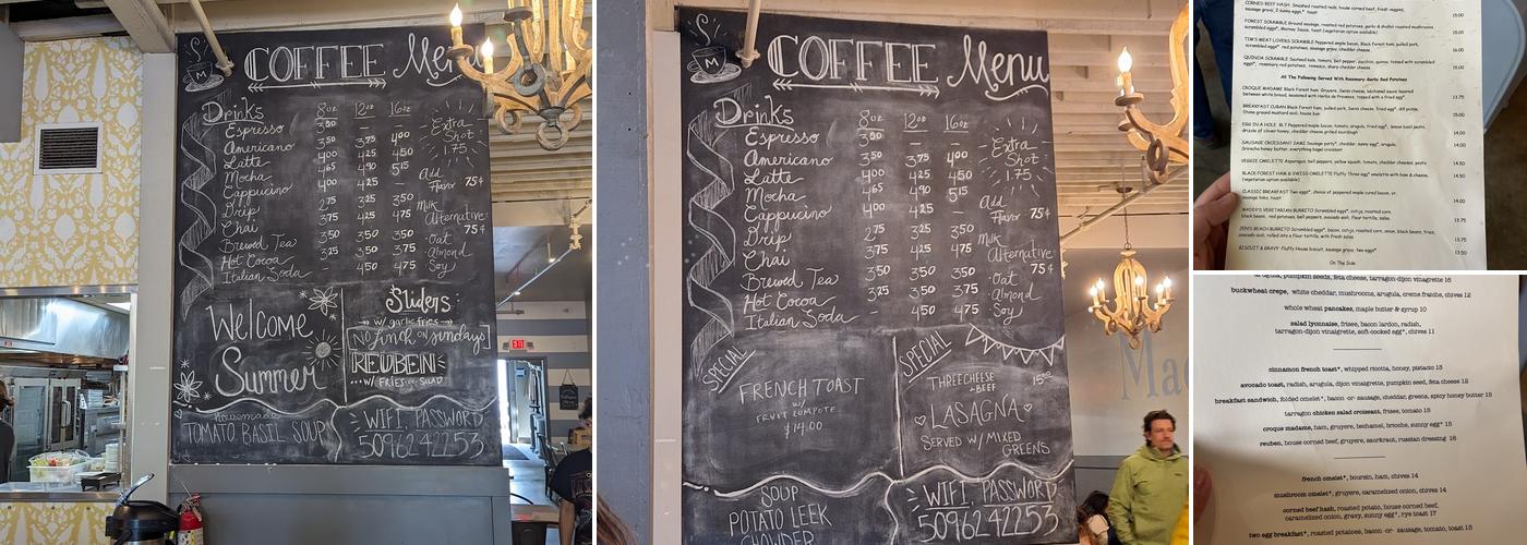 Madeleine's Cafe & Patisserie Menu