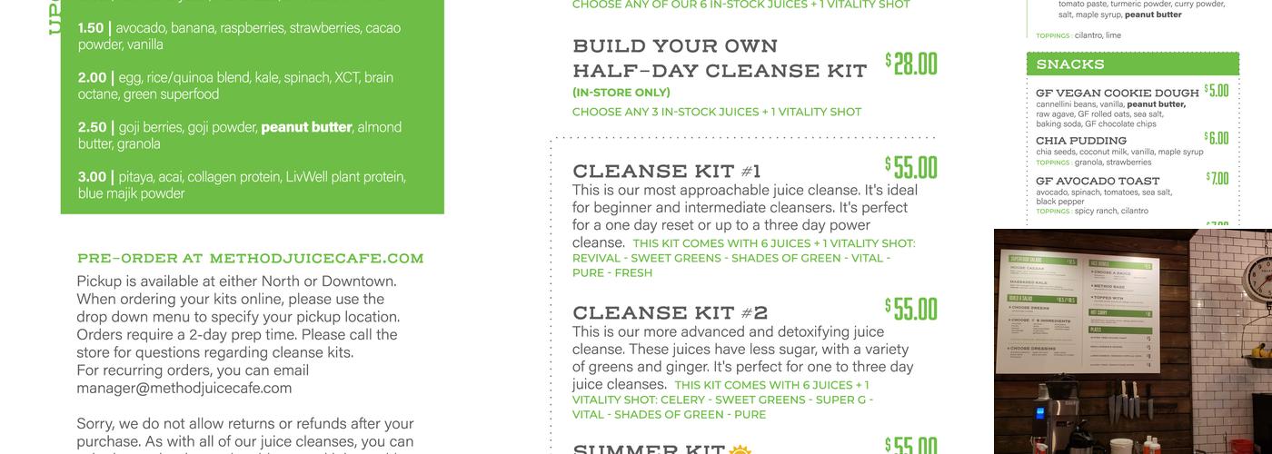 Method Juice Cafe Downtown Menu