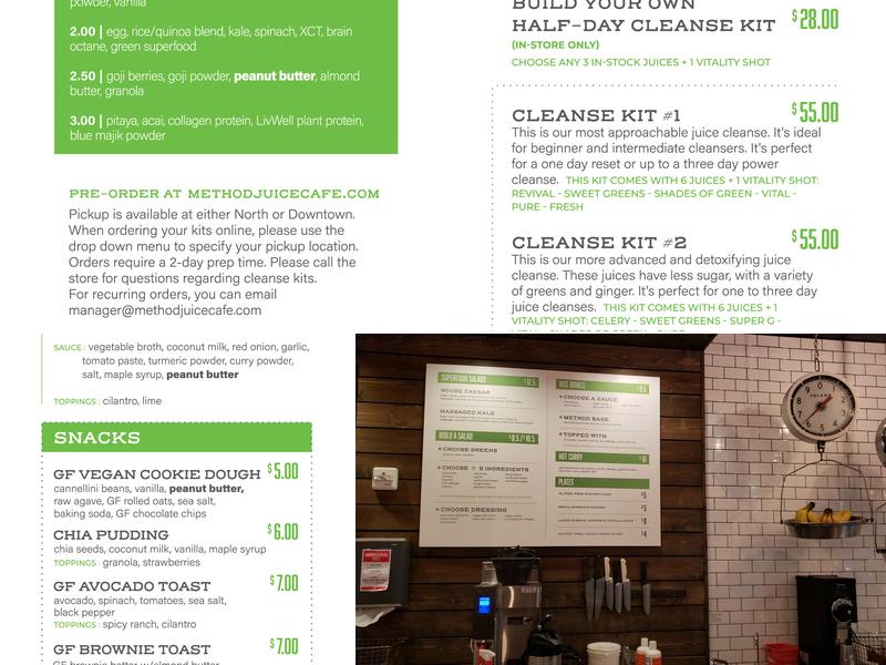 Method Juice Cafe Downtown Menu