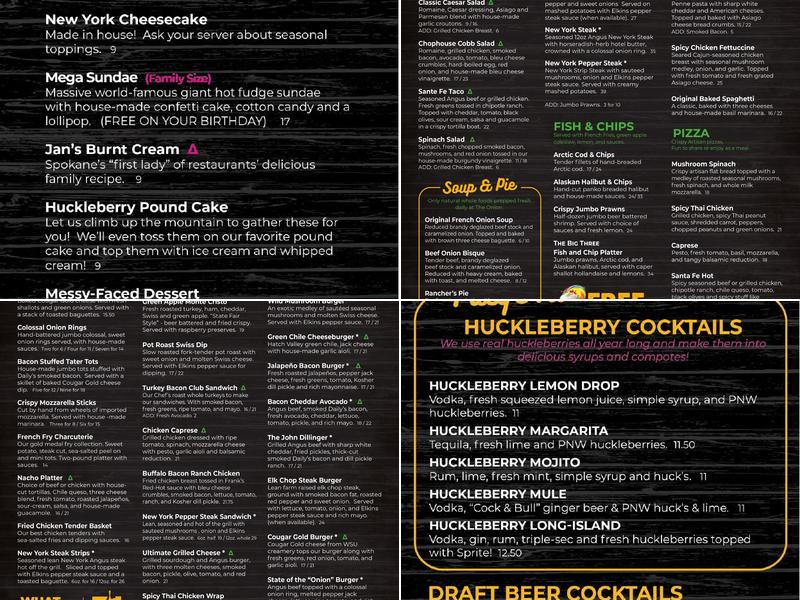 The Onion Bar & Grill North Spokane Menu