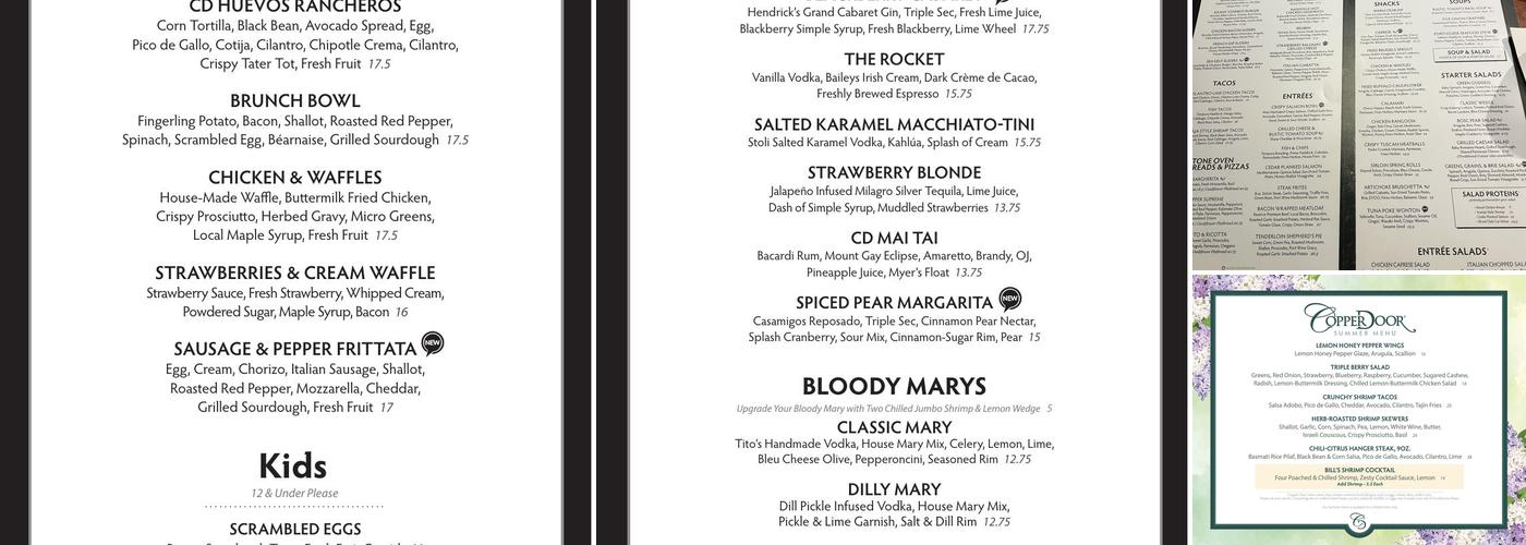 Copper Door Menu
