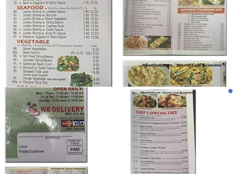 Asian Cafe Menu