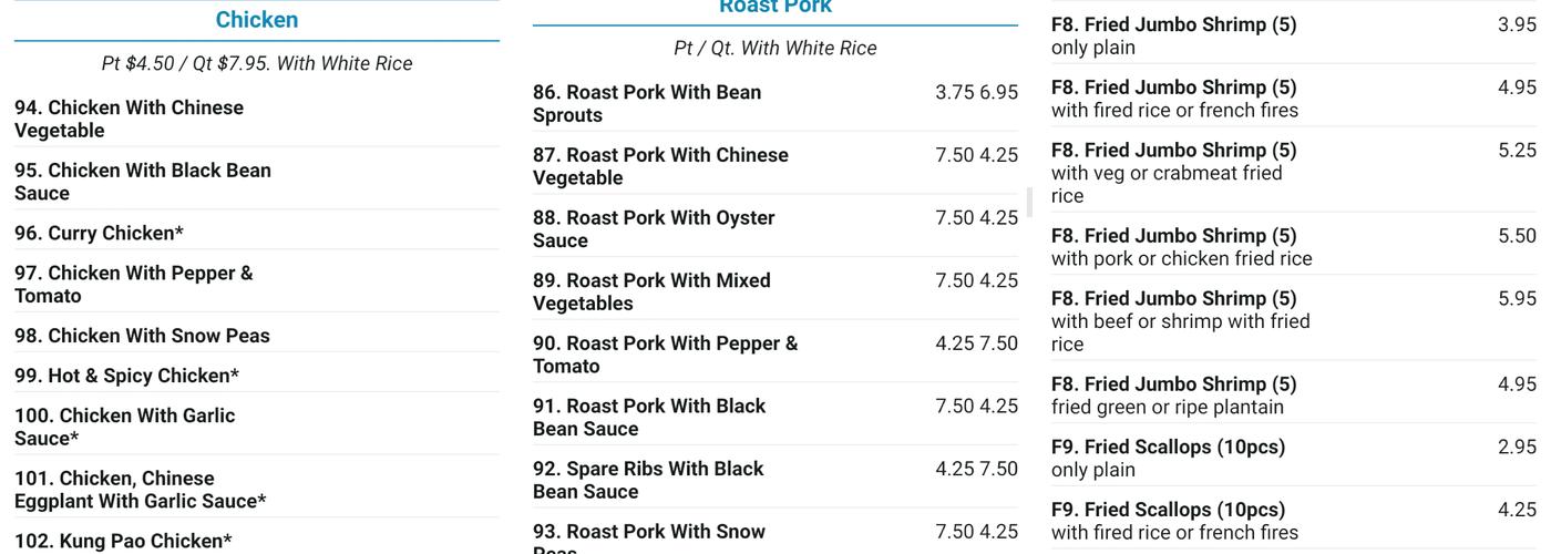 Tailai Kitchen Menu