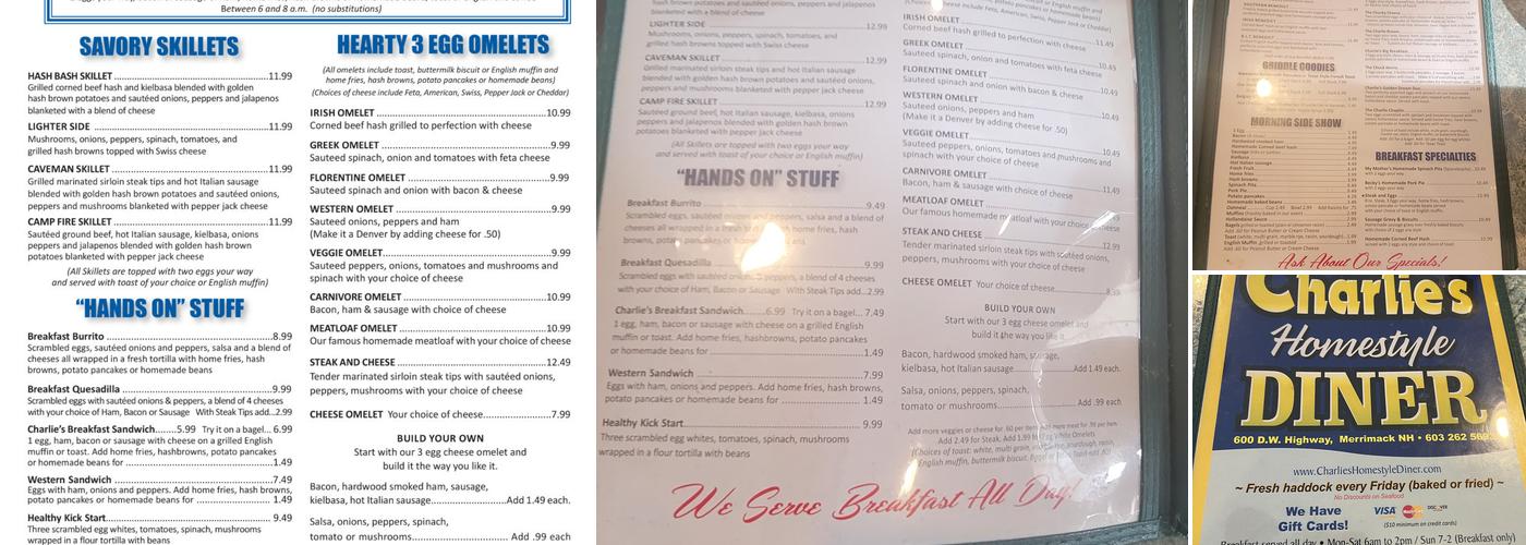 Charlie's Homestyle Diner Menu