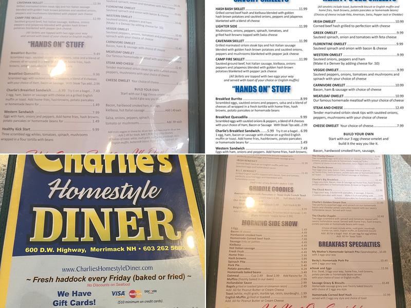Charlie's Homestyle Diner Menu