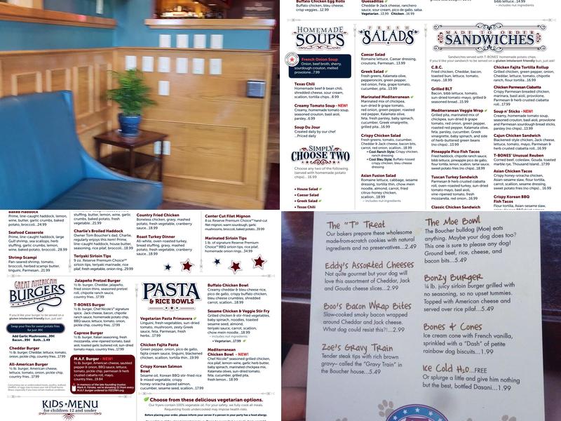 T-BONES Great American Eatery Menu